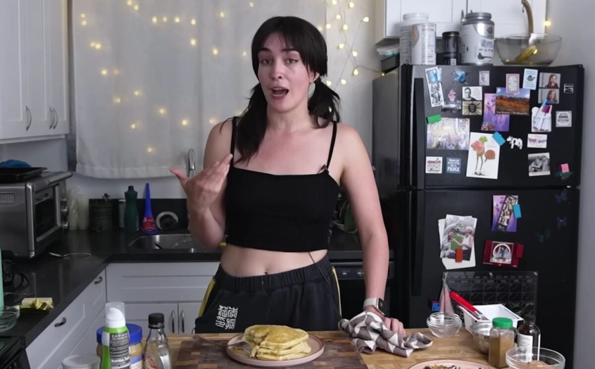 Merle O'Neal making the viral tofu pancakes from TikTok and talking