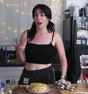 Merle O'Neal making the viral tofu pancakes from TikTok and talking