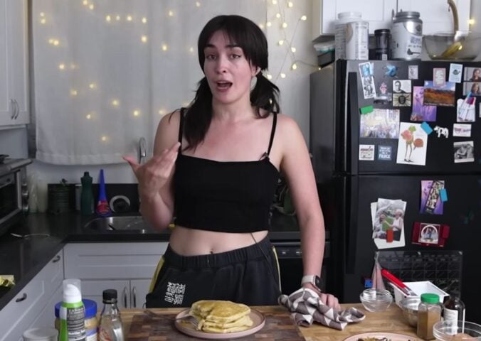 Merle O'Neal making the viral tofu pancakes from TikTok and talking