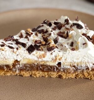 A slice of refined sugar-free vegan banoffee pie