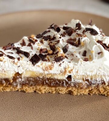 A slice of refined sugar-free vegan banoffee pie