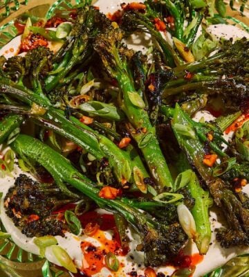 a plate of miso broccoli for vegan broccoli recipes