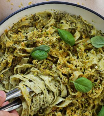 pistachio is the trending flavor of 2025 so enjoy pistachio in this fettucine