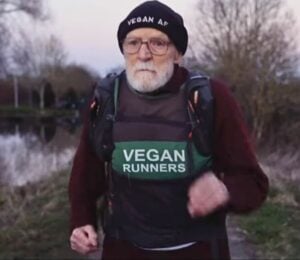 Photo shows Paul Youd, an 87-year-old vegan runner aiming to complete 100 ultramarathons before his 100th birthday