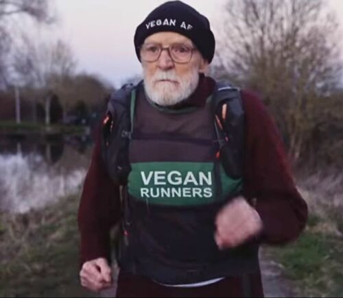 Photo shows Paul Youd, an 87-year-old vegan runner aiming to complete 100 ultramarathons before his 100th birthday
