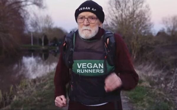Photo shows Paul Youd, an 87-year-old vegan runner aiming to complete 100 ultramarathons before his 100th birthday