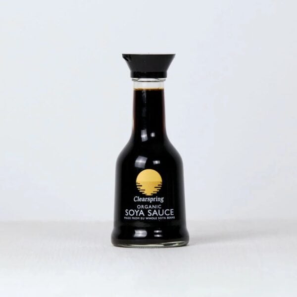 Photo shows a bottle of Clearspring's premium soy sauce
