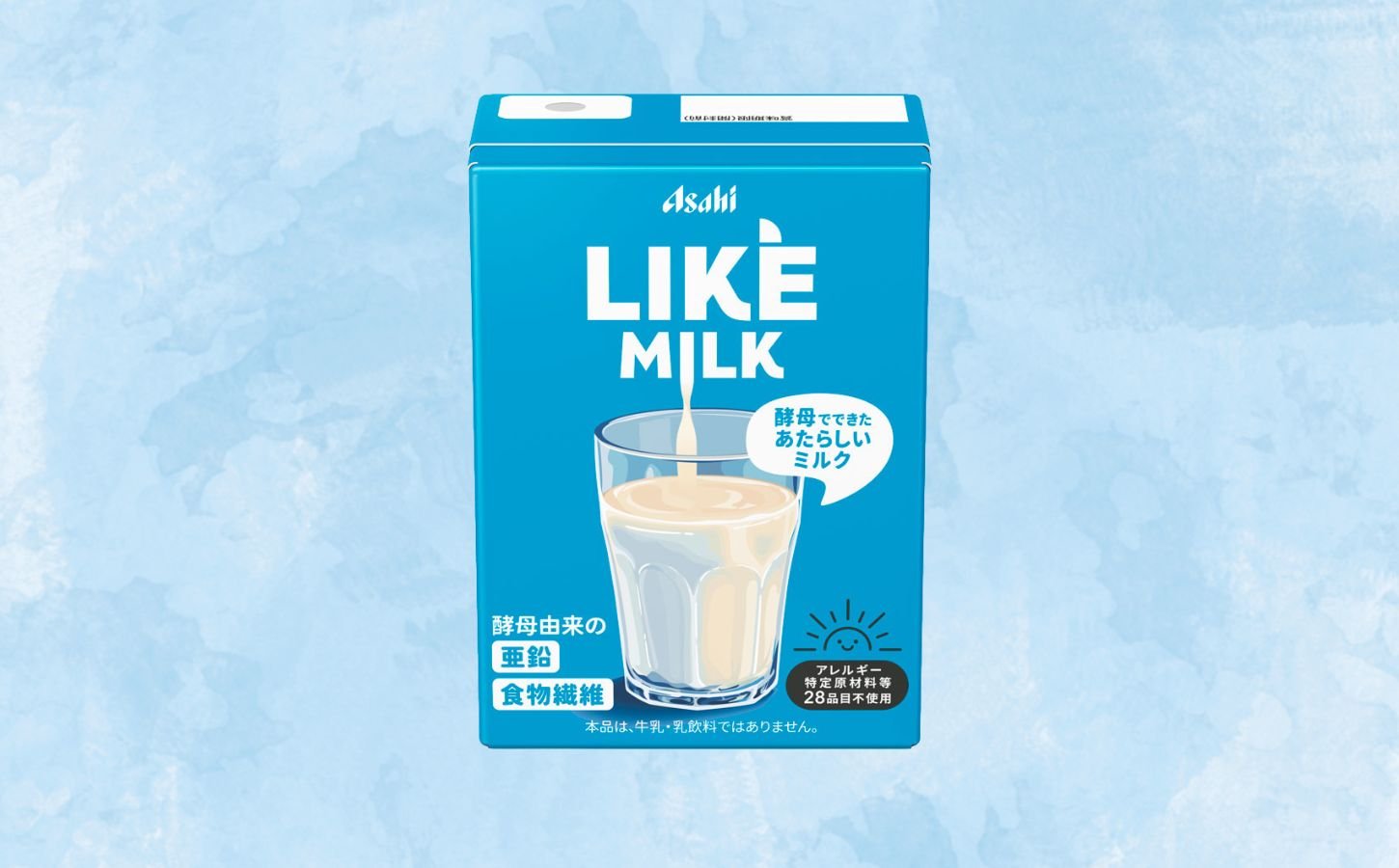 A carton of Asahi dairy-free milk in front of a blue background