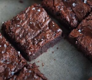 A tray of fudgy vegan chocolate brownies