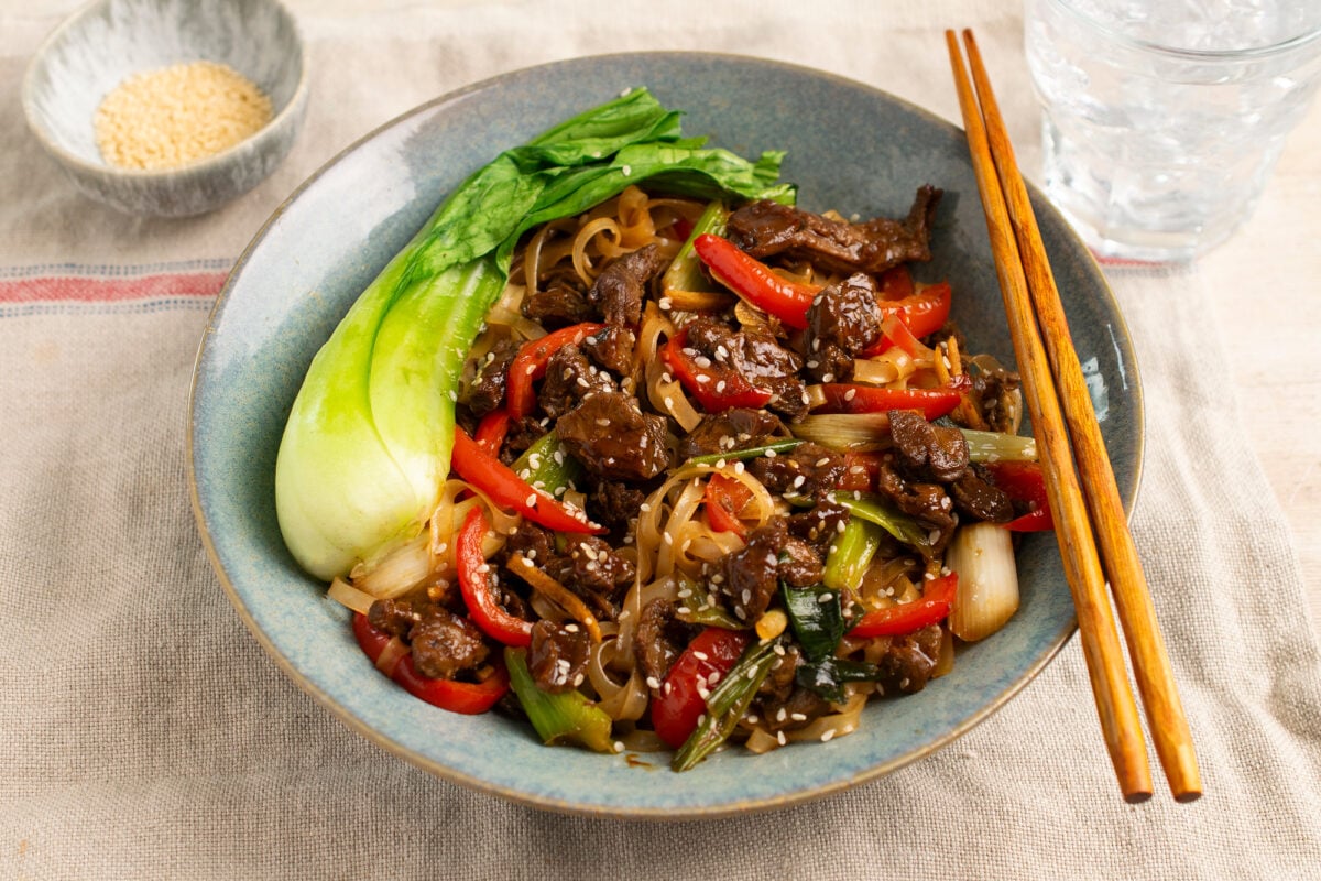 Photo shows a bowl of Beyond Meat's new Beyond Steak, a high-protein vegan meat product