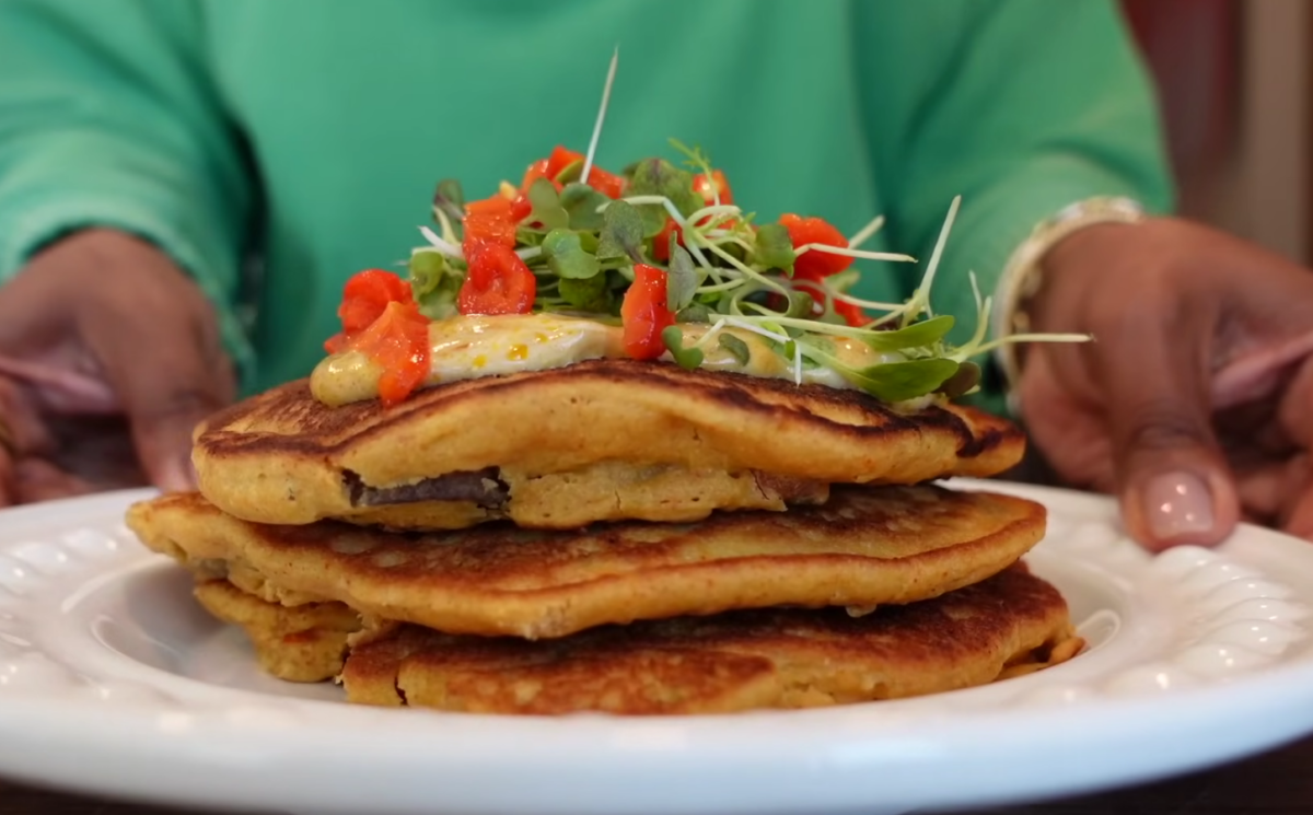 chickpea veggie pancakes from Shakayla Felice's prep ahead breakfast ideas