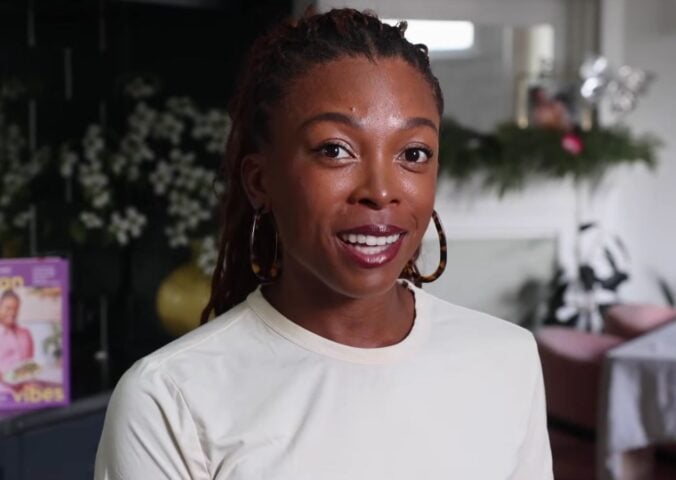 a picture of Jenne Claiborne explaining how to get enough daily vegan protein