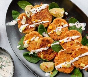 tangy leek and corn fritters with lime mayo