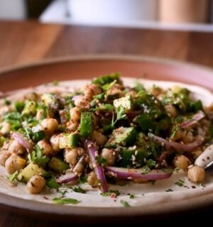 A Mediterranean chickpea salad with a tahini base