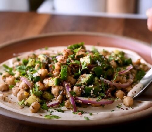 A Mediterranean chickpea salad with a tahini base