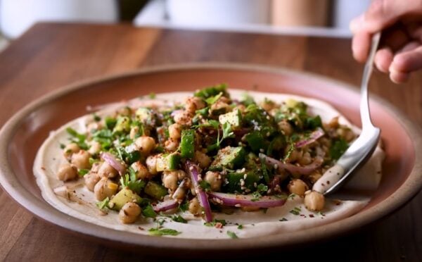 A Mediterranean chickpea salad with a tahini base