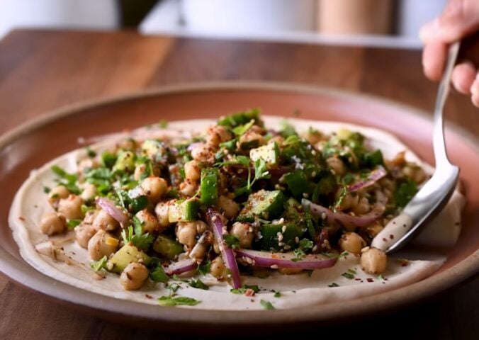 A Mediterranean chickpea salad with a tahini base