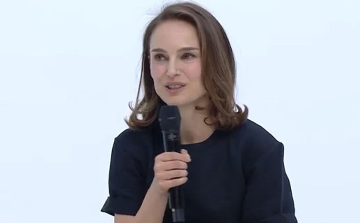 Photo shows Natalie Portman speaking during the closing ceremony of Change NOW's 2025 conference