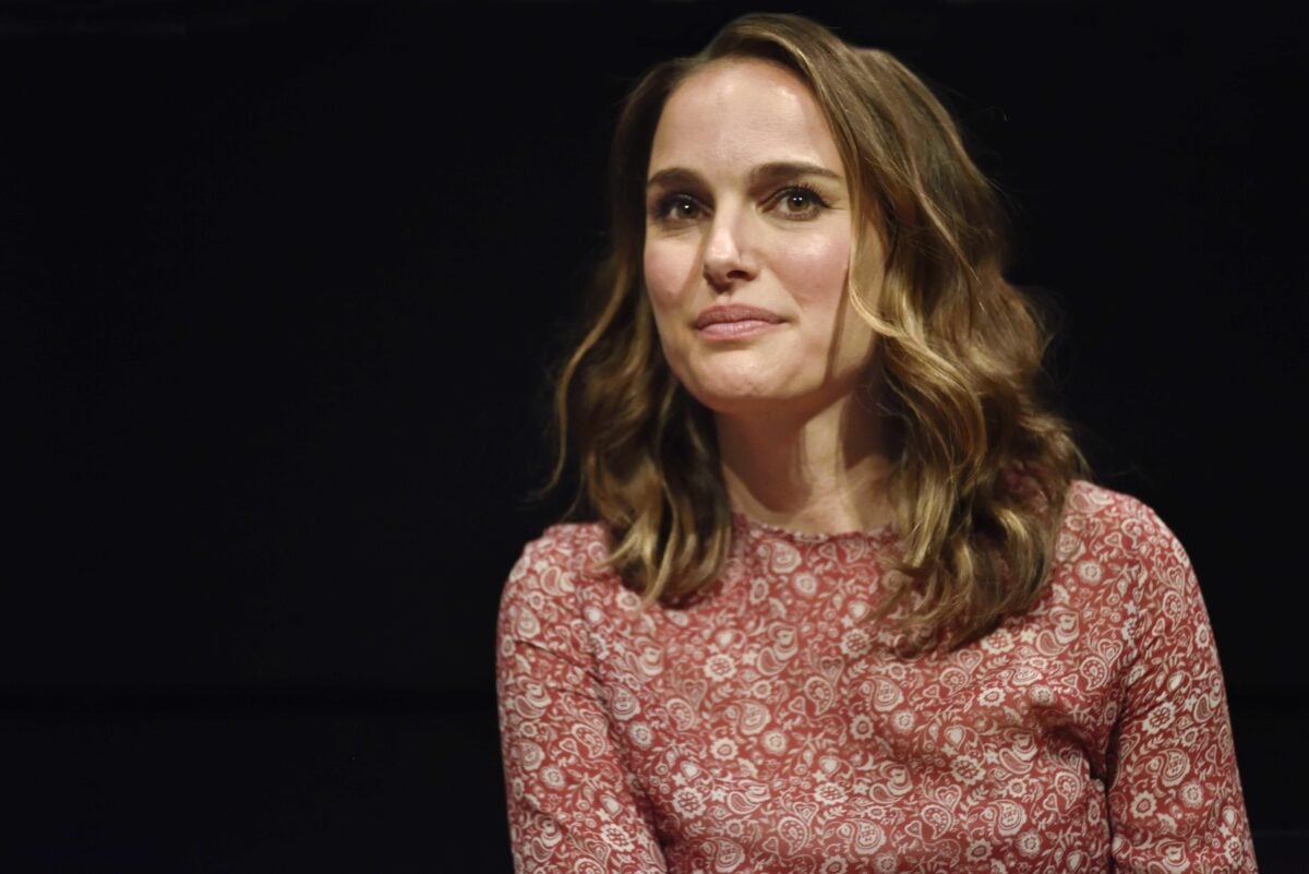 Photo shows Natalie Portman speaking at a New York screening of 'Eating Animals'