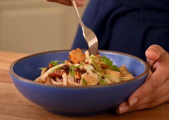 A bowl of peanut noodles from Rainbow Plant Life