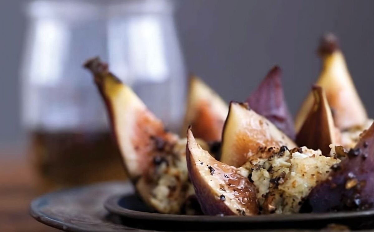 Peppered agave figs with basil soy ricotta