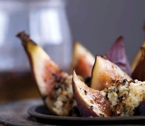 Peppered agave figs with basil soy ricotta