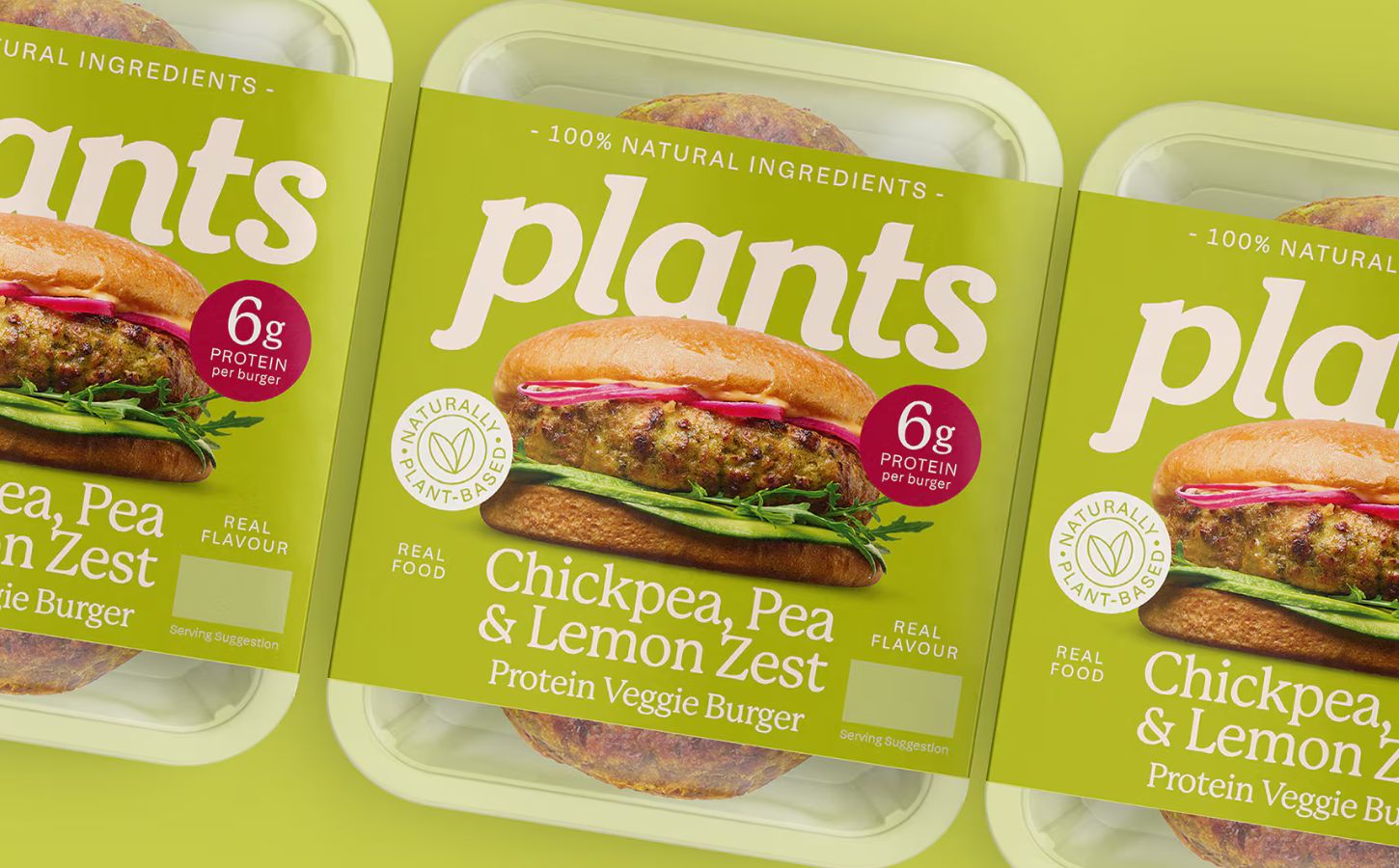 Three packs of Plants chickpea burgers