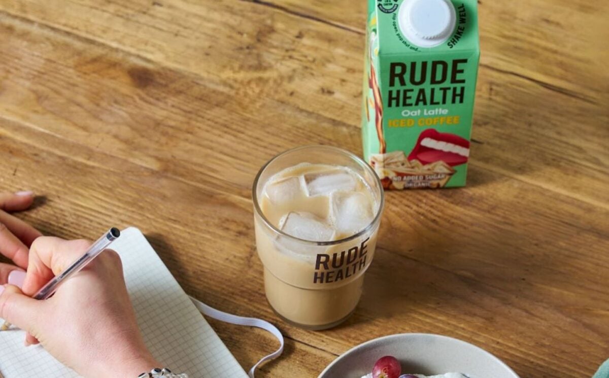 A glass of dairy-free iced coffee from Rude Health