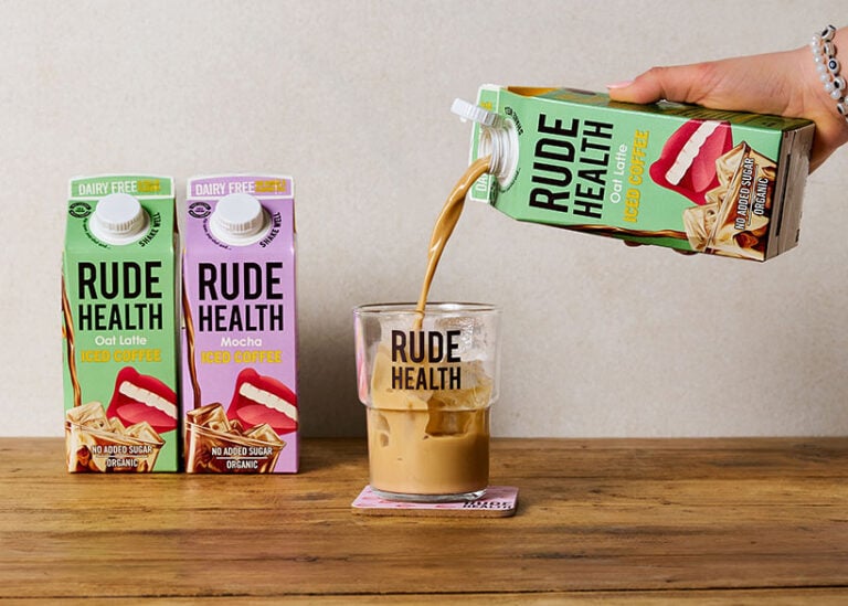 Three cartons of Rude Health iced coffee
