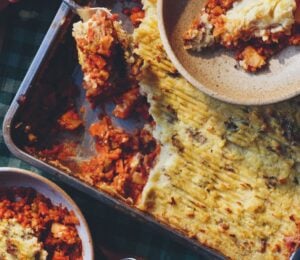 a shepherdless pie aka a vegan shepherd's pie with lentils and potato