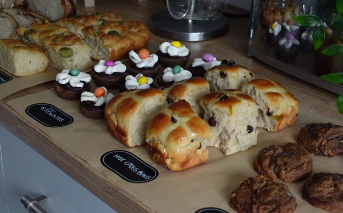 a table full of baking for the homemade vegan café
