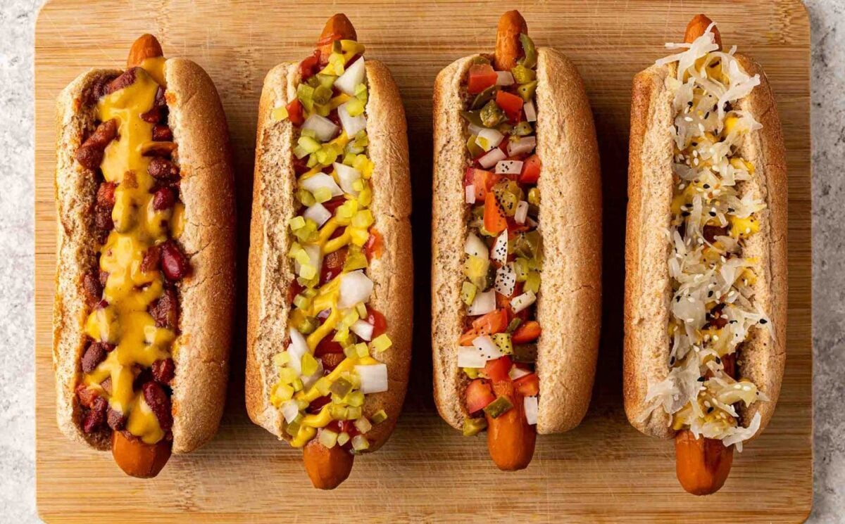vegan carrot dogs made in an instant pot with various toppings