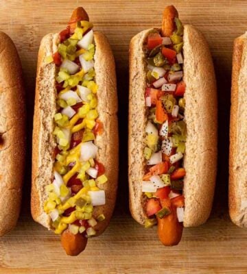 vegan carrot dogs made in an instant pot with various toppings