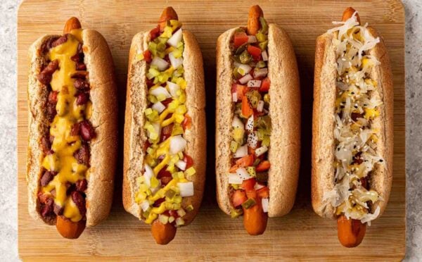 vegan carrot dogs made in an instant pot with various toppings