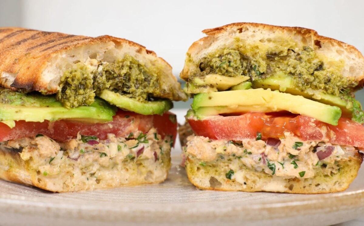 A vegan version of the Joe and the Juice Tunacado sandwich for vegan summer lunches