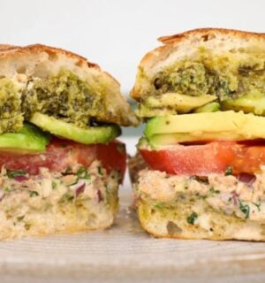 A vegan version of the Joe and the Juice Tunacado sandwich for vegan summer lunches