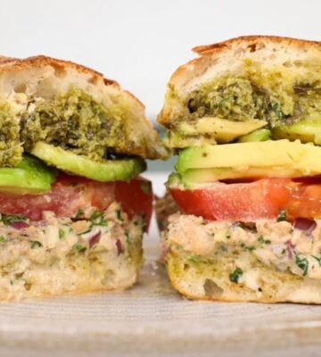 A vegan version of the Joe and the Juice Tunacado sandwich for vegan summer lunches