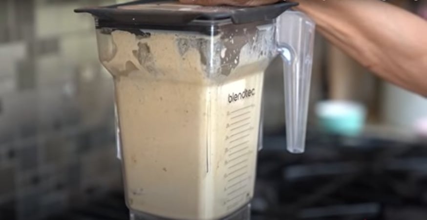 Protein shake comes together in blender.