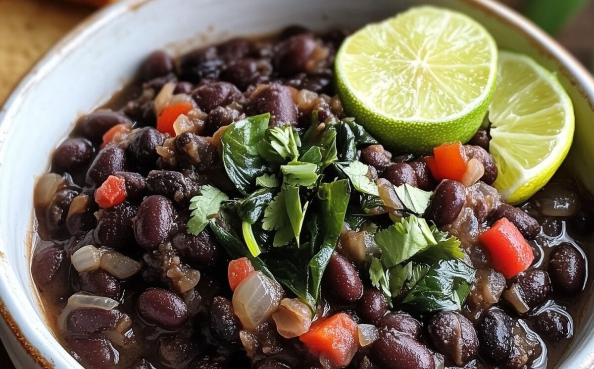 Cuban black beans with lime and kale