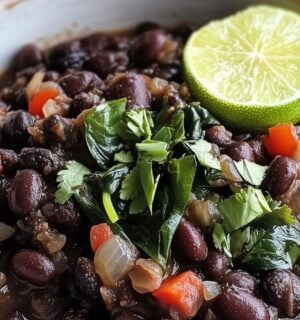 Cuban black beans with lime and kale