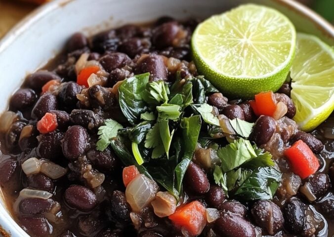 Cuban black beans with lime and kale