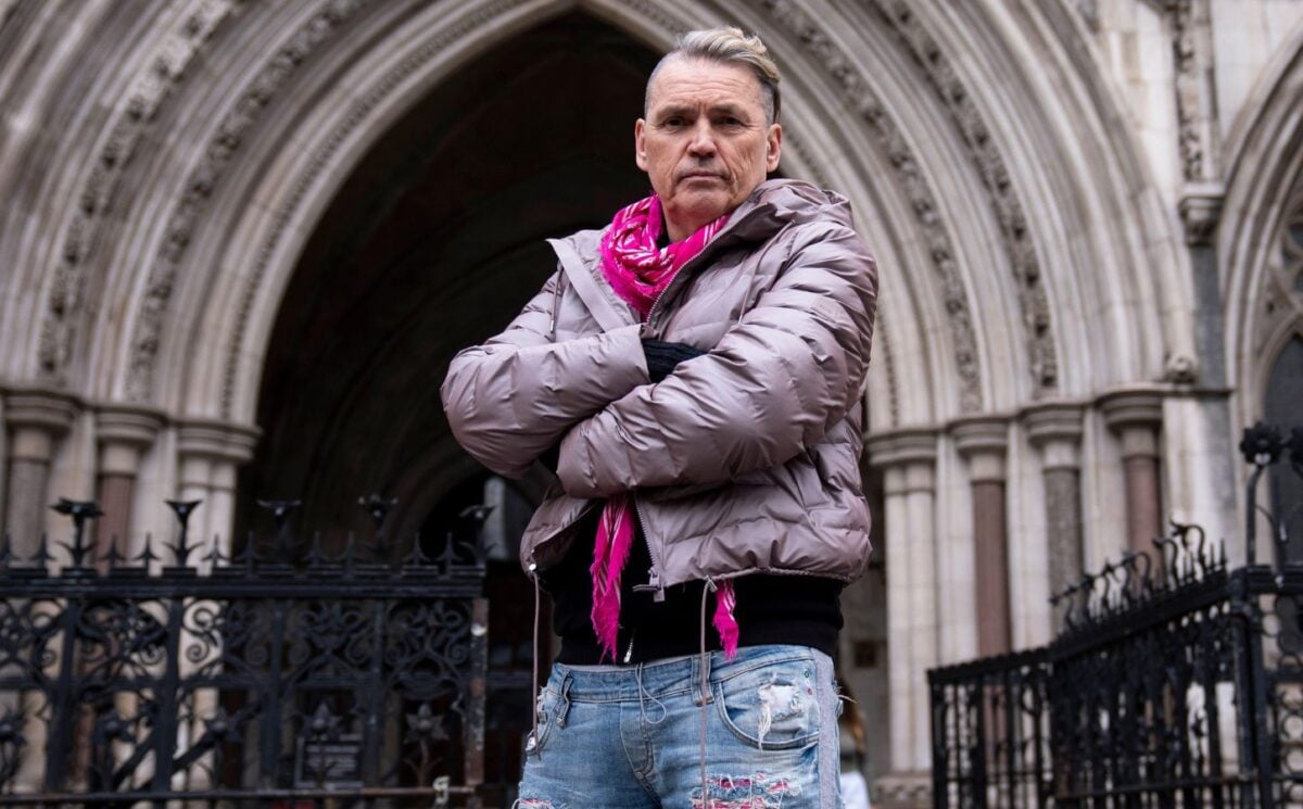 Photo shows Ecotricity founder Dale Vince outside of London's Royal Courts of Justice