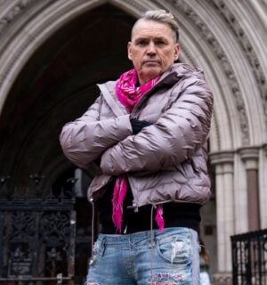 Photo shows Ecotricity founder Dale Vince outside of London's Royal Courts of Justice