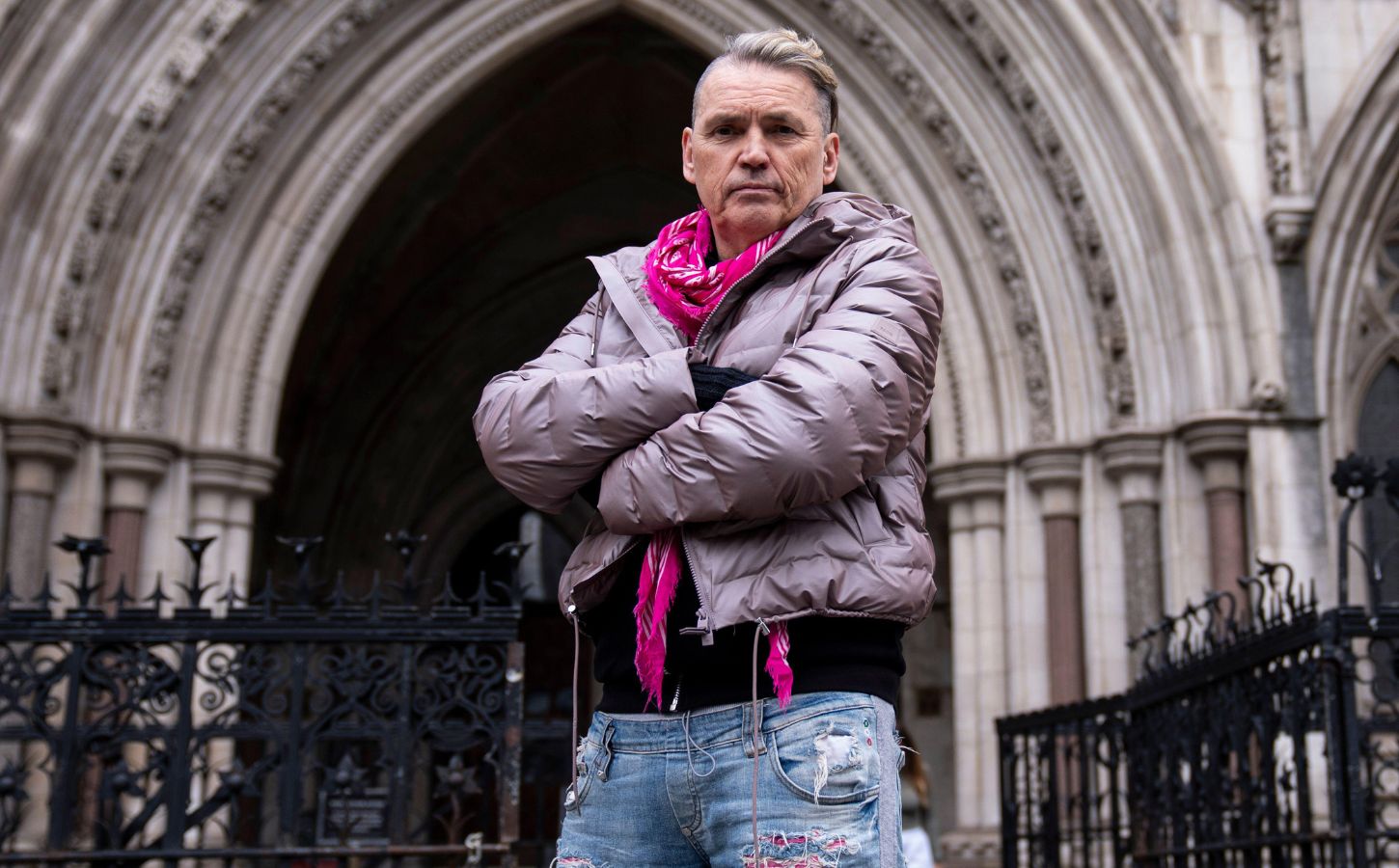 Photo shows Ecotricity founder Dale Vince outside of London's Royal Courts of Justice