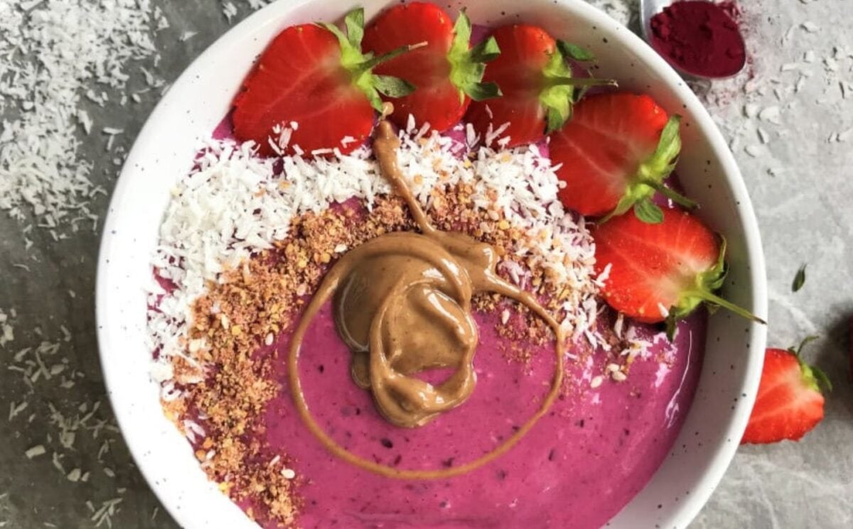 forest fruit berry and coconut vegan smoothie bowl breakfasts