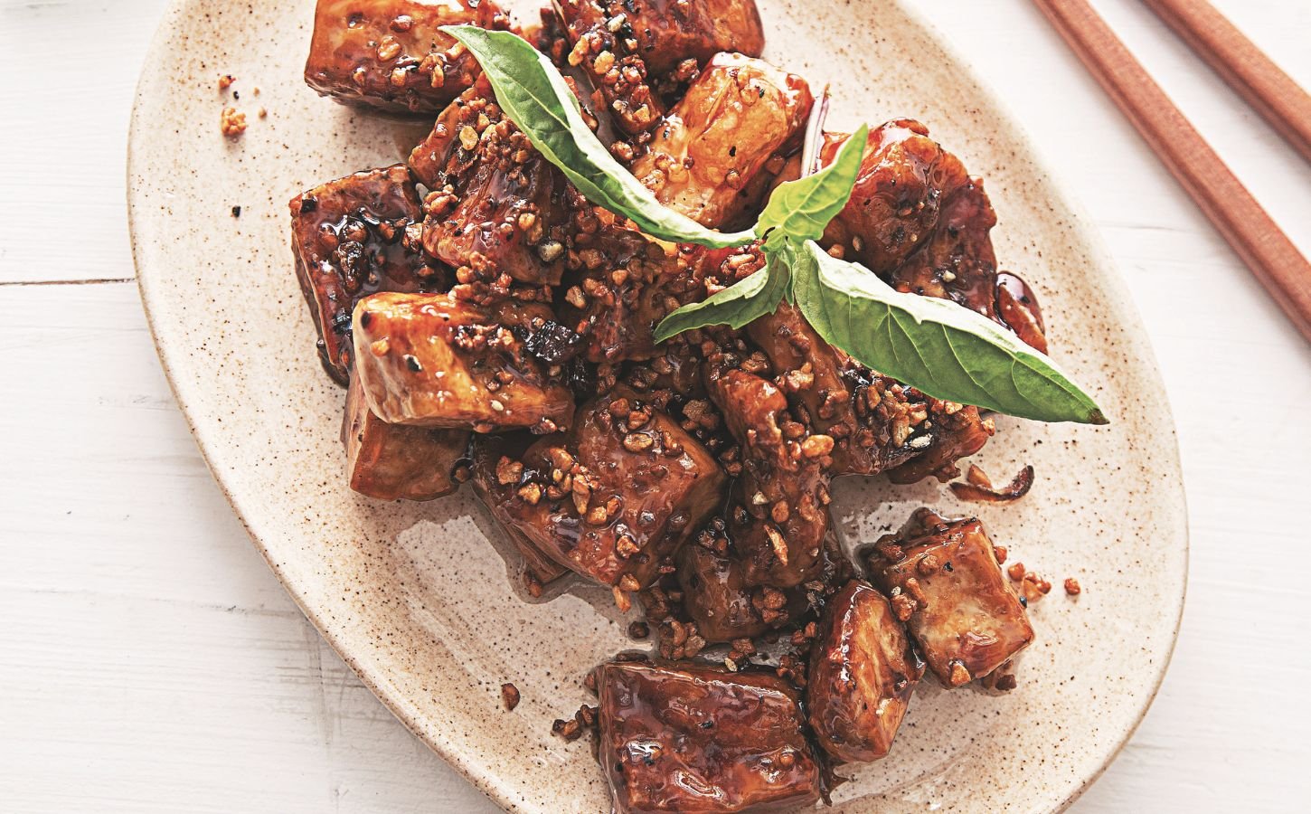 garlic and pepper tofu stir fry with Thai flavors