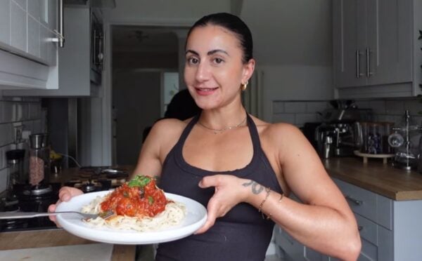 high-protein vegan meals shown by Leila Hannoun on her what I eat in a day video