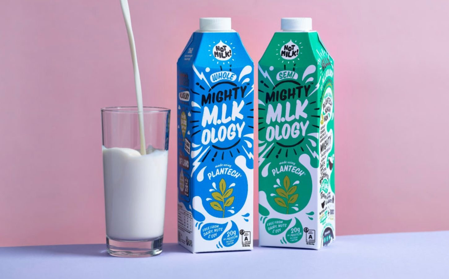 Two cartons of dairy-free milk from Mighty Drinks, which has just entered administration