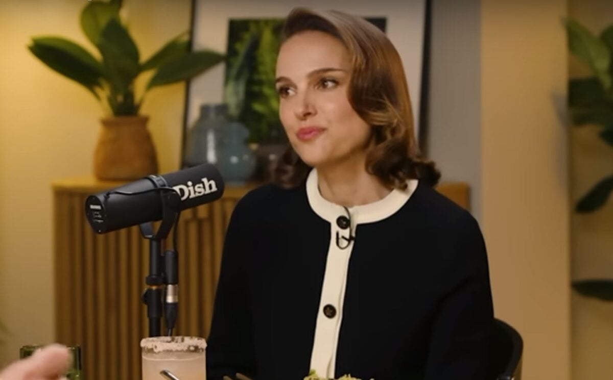 Photo shows Natalie Portman appearing on the Dish Podcast, where she discussed her favorite vegan foods and restaurants