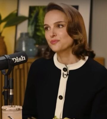 Photo shows Natalie Portman appearing on the Dish Podcast, where she discussed her favorite vegan foods and restaurants